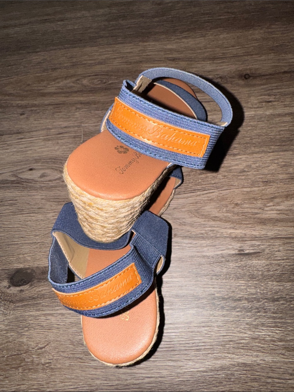 Tommy Bahama Navy Elastic Espadrille Wedge Sandals - Picture 6 of 7
